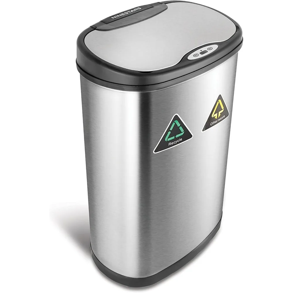 NINESTARS DZT-50-13R Automatic Touchless Infrared Motion Sensor Trash Can/Recycler, 13 Gal 50L, Stainless Steel Base (Oval, Blac
NINESTARS DZT-50-13R Automatic Touchless Infrared Motion Sensor Trash Can/Recycler, 13 Gal 50L, Stainless Steel Base (Oval, Blac