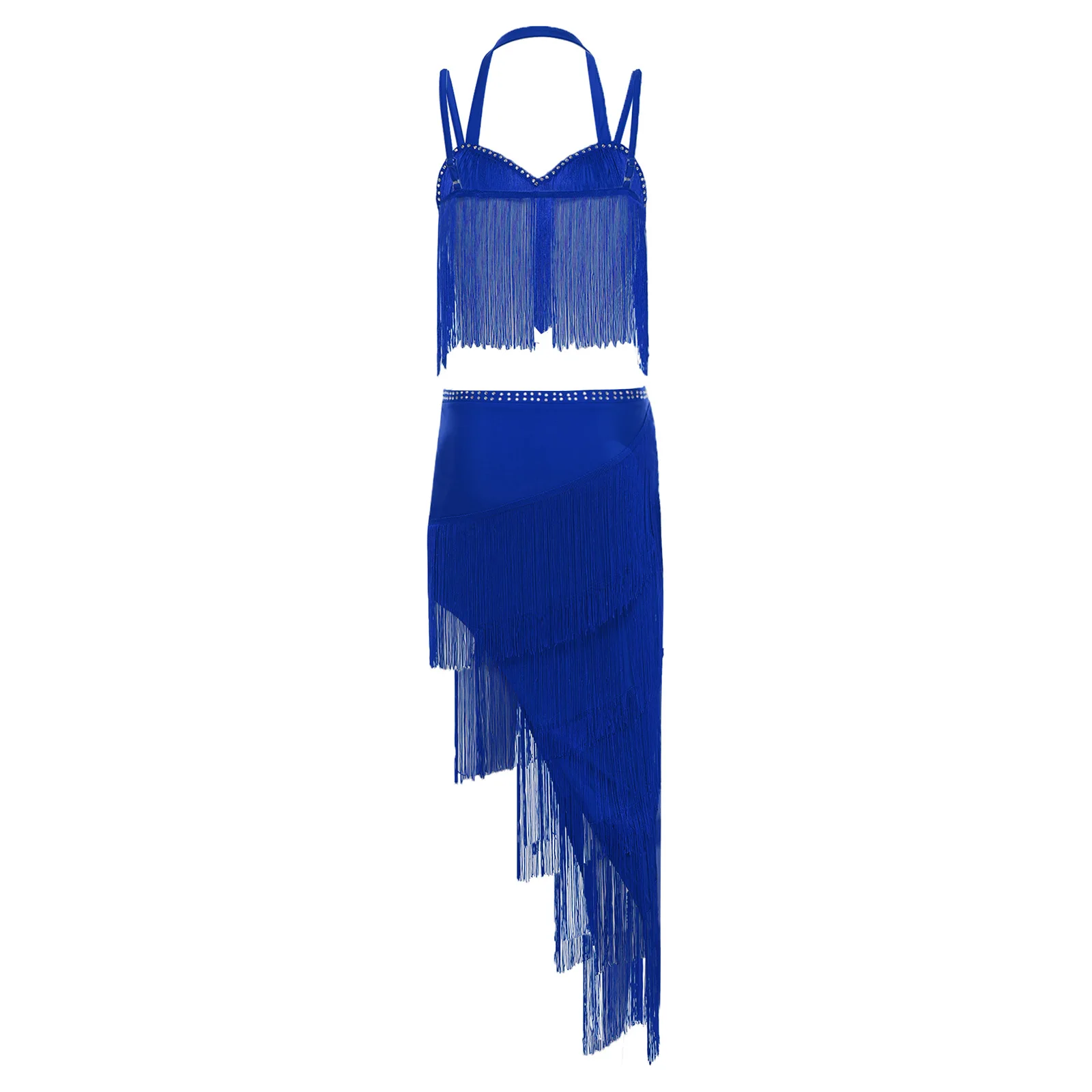 Women Latin Belly Tango Fringed Dance Outfit Halter Sleeveless Camisoles Bra And Tiered Tassel Skirt Set for Dance Cha-cha Rumba
Women Latin Belly Tango Fringed Dance Outfit Halter Sleeveless Camisoles Bra And Tiered Tassel Skirt Set for Dance Cha-cha Rumba