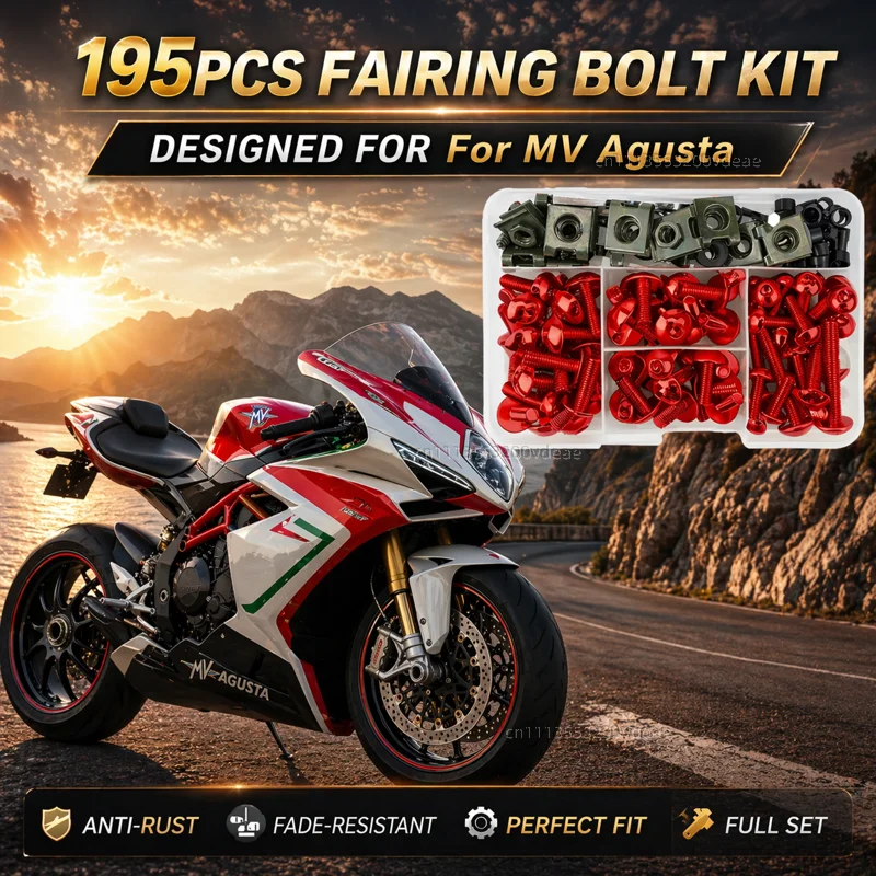 195Pcs Motorcycle Aluminum Fairing Bolt Screws Kit Nut Clips For MV Agusta 675 800 Brutale 800 1000 Turismo Veloce RC CNC
195Pcs Motorcycle Aluminum Fairing Bolt Screws Kit Nut Clips For MV Agusta 675 800 Brutale 800 1000 Turismo Veloce RC CNC
