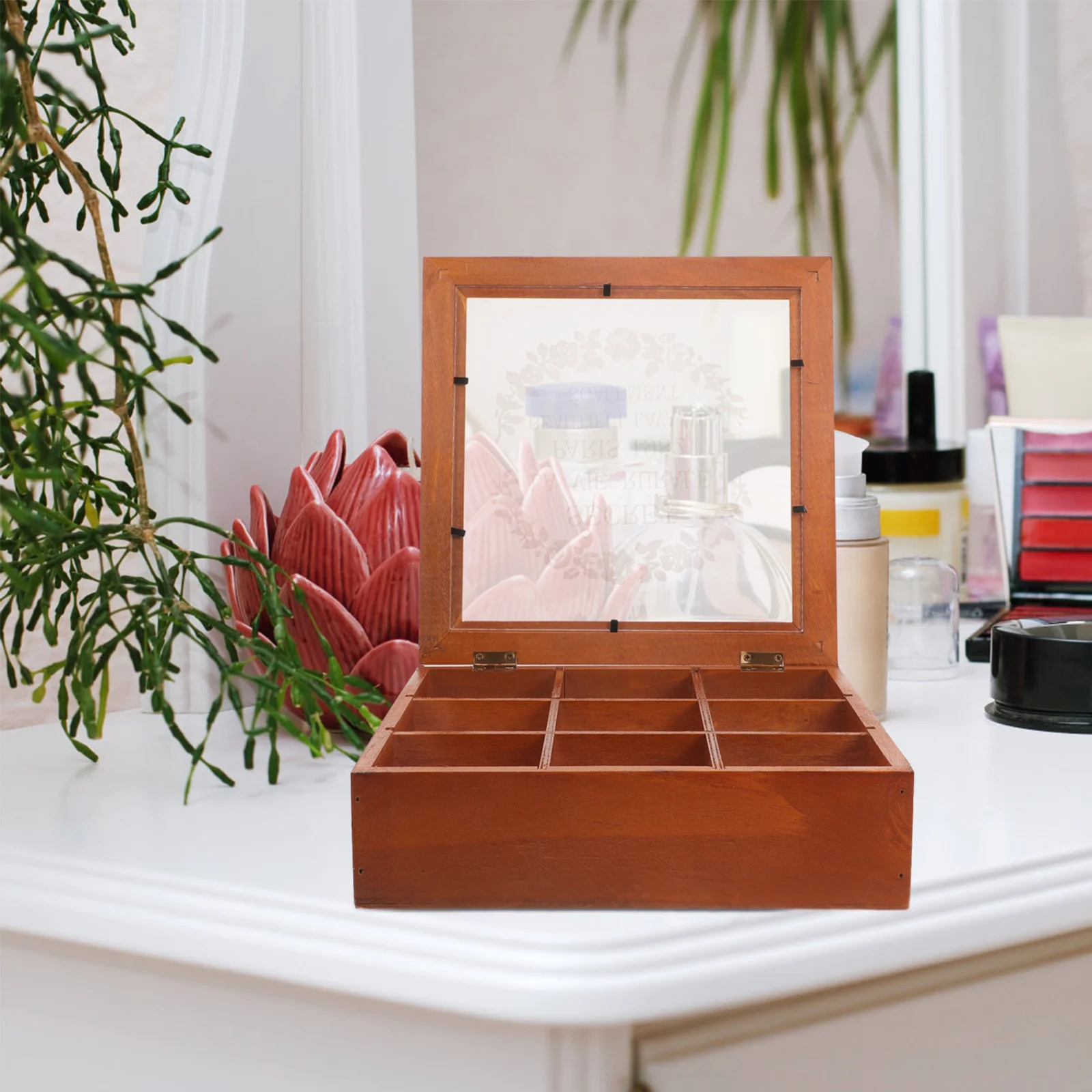 9-Compartment Wooden Makeup Organizer Box Storage Holder Desktop Display Stand For Lipstick Lip Gloss
9-Compartment Wooden Makeup Organizer Box Storage Holder Desktop Display Stand For Lipstick Lip Gloss