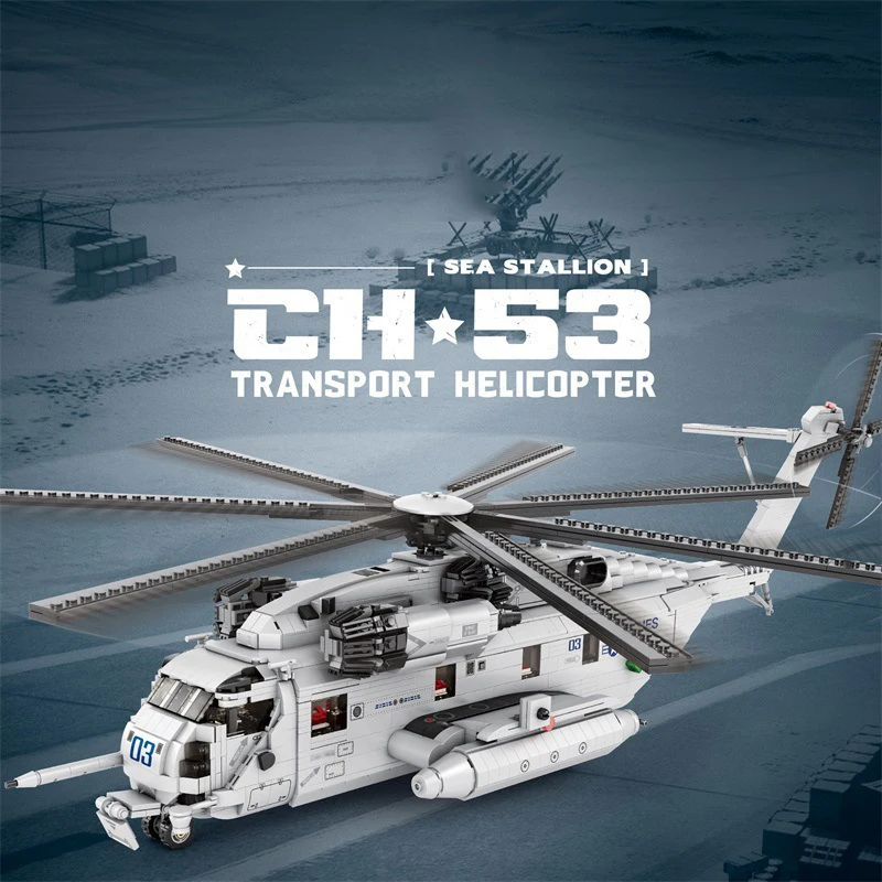 2192PCS CH-53E Heavy Transport Helicopter Building Blocks Kit Military Fighter Aircraft Model Assembly Bricks Kids DIY Toys Gift
2192PCS CH-53E Heavy Transport Helicopter Building Blocks Kit Military Fighter Aircraft Model Assembly Bricks Kids DIY Toys Gift