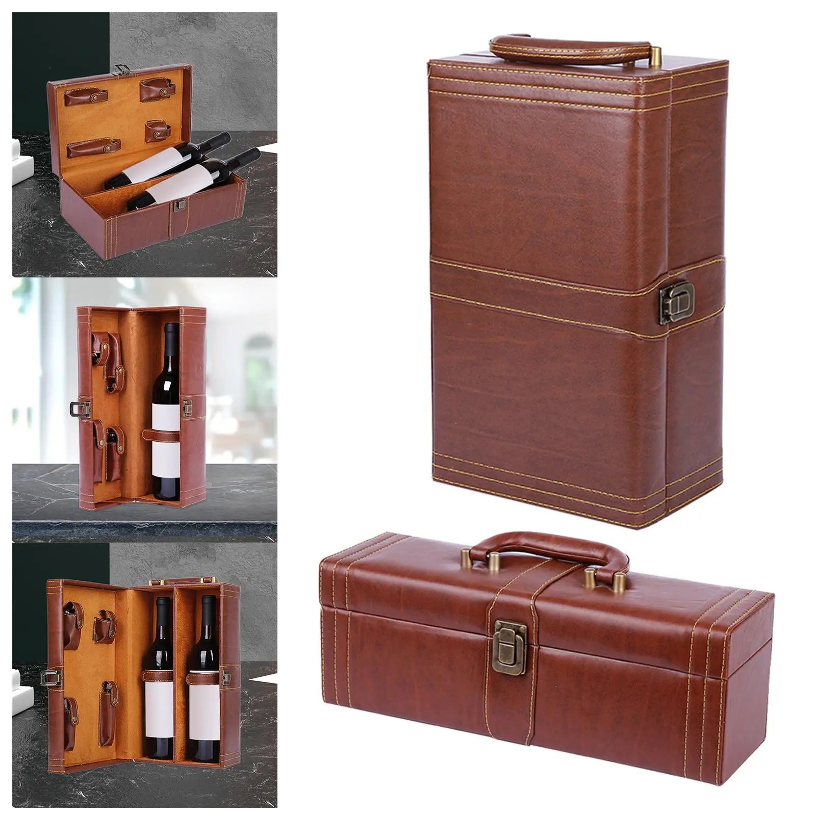 Wine Box PU Leather with 4 Wine Accessory Champagne Storage Holder Wine Bottle Holder for Father's Day Holiday Occassions Events
Wine Box PU Leather with 4 Wine Accessory Champagne Storage Holder Wine Bottle Holder for Father's Day Holiday Occassions Events