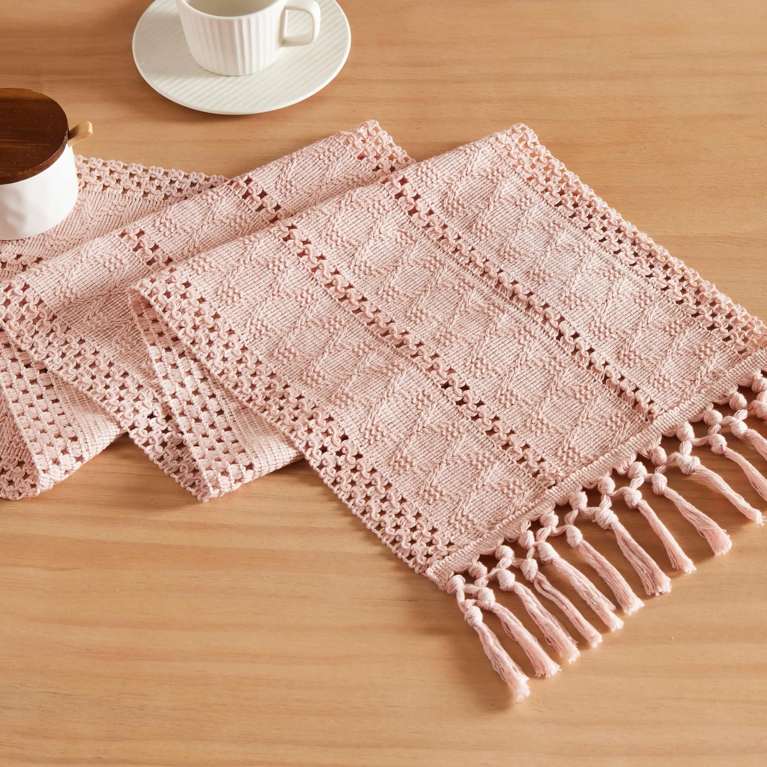 Macrame Style Boho Table Runner, Bohimo Runners with Tassel, Farmhouse Woven Home Decor
Macrame Style Boho Table Runner, Bohimo Runners with Tassel, Farmhouse Woven Home Decor