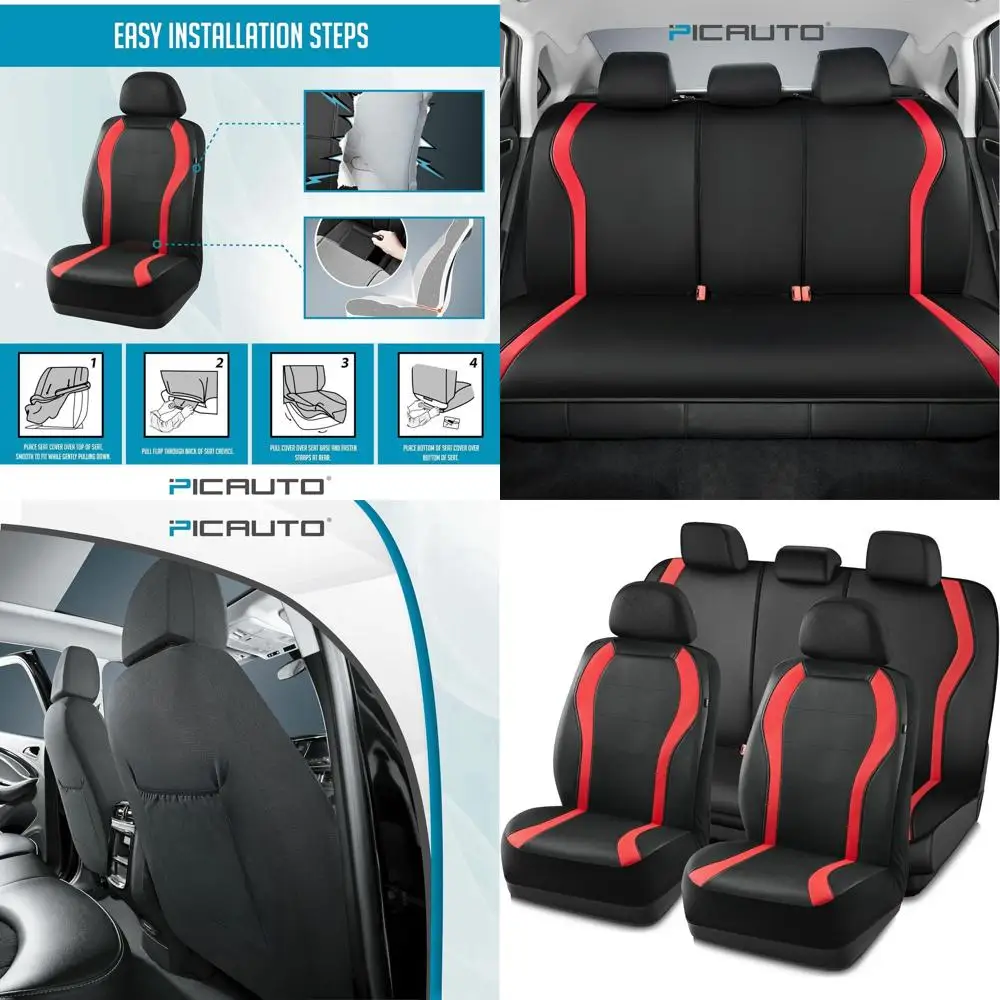 Luxury Waterproof Car Seat Covers, Full Set for Front & Rear Seats, Black/Red PVC, Suitable for Cars, Trucks, SUVs, Airbag Safe
Luxury Waterproof Car Seat Covers, Full Set for Front & Rear Seats, Black/Red PVC, Suitable for Cars, Trucks, SUVs, Airbag Safe
