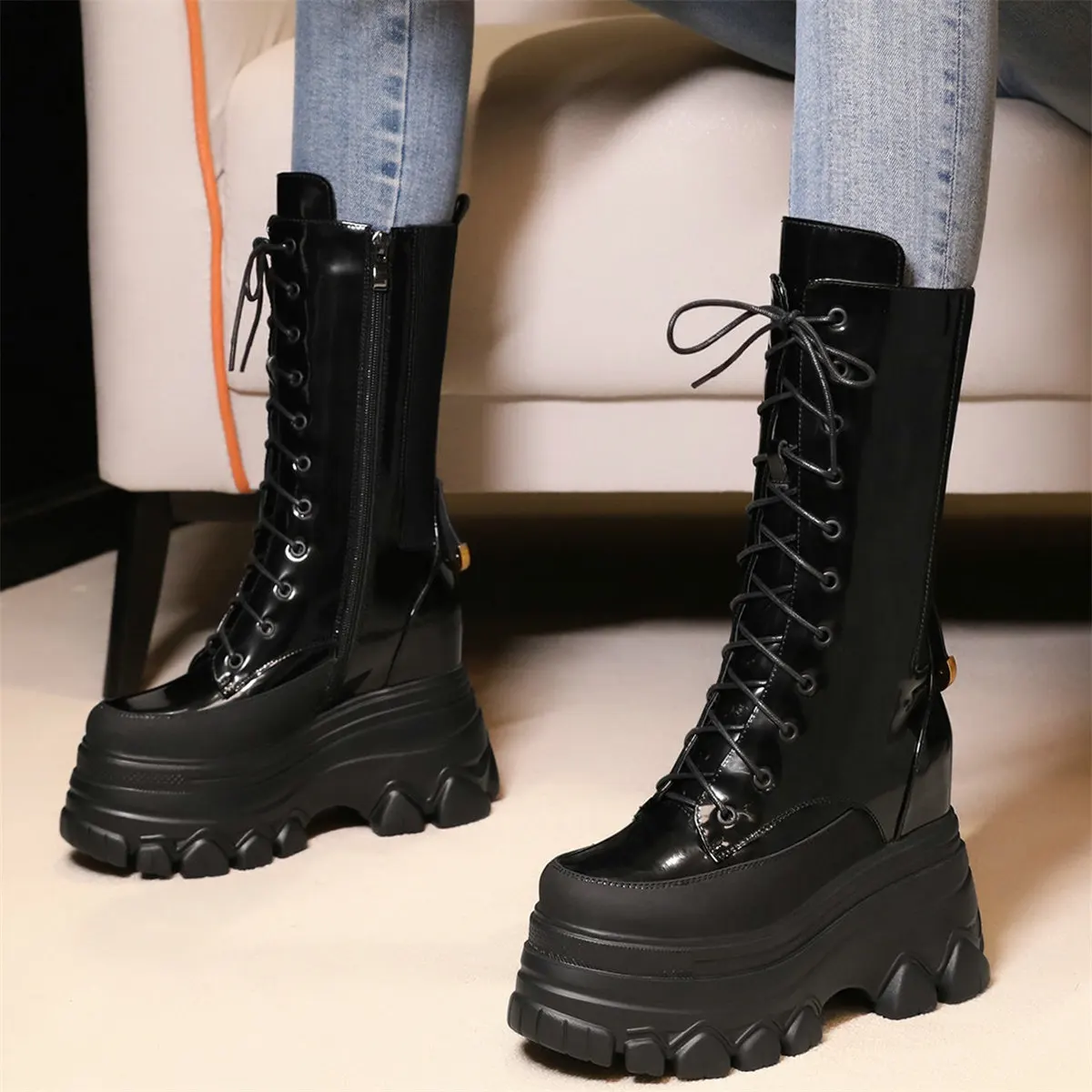 Winter Pumps Shoes Women Lace Up Genuine Leather High Heel Snow Boots Female Round Toe Platform Fashion Sneakers Casual Shoes
Winter Pumps Shoes Women Lace Up Genuine Leather High Heel Snow Boots Female Round Toe Platform Fashion Sneakers Casual Shoes