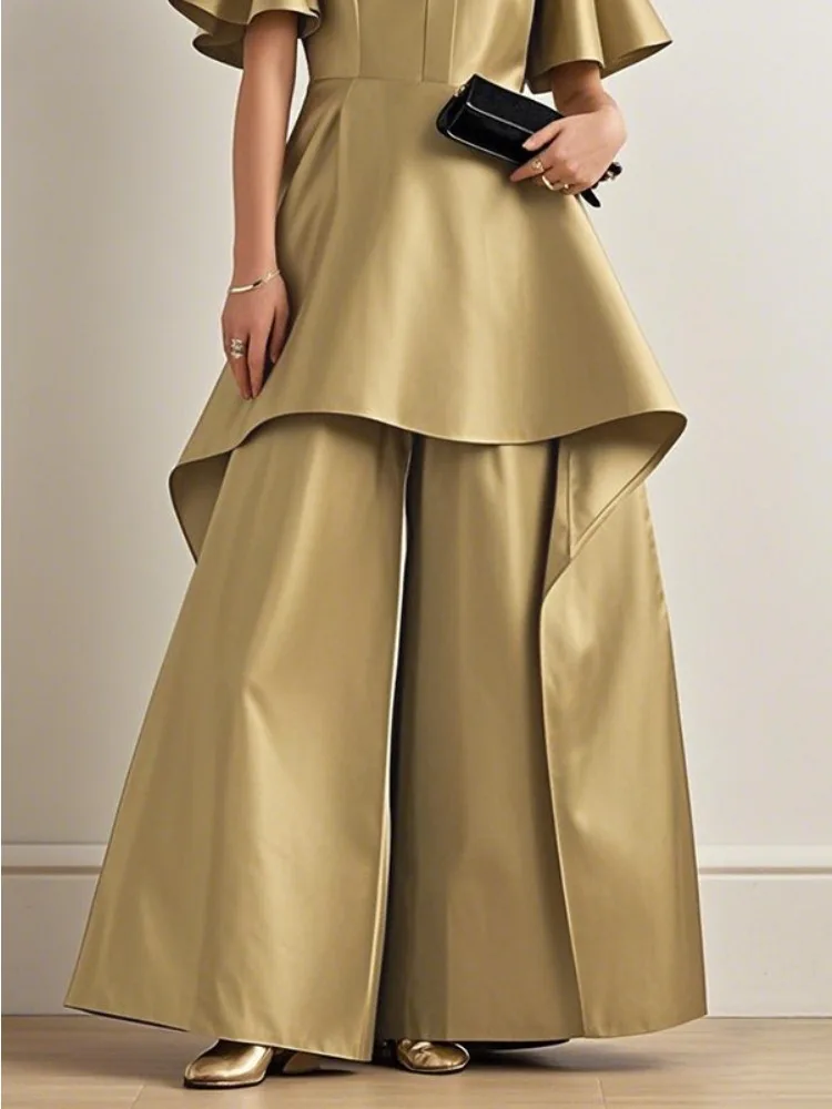 Freeacy Elastic Back Waist Wide Leg Pants for Women 2025 New Solid Gold Floor-Length Trousers Party Wear Bottoms for Ladies
Freeacy Elastic Back Waist Wide Leg Pants for Women 2025 New Solid Gold Floor-Length Trousers Party Wear Bottoms for Ladies
