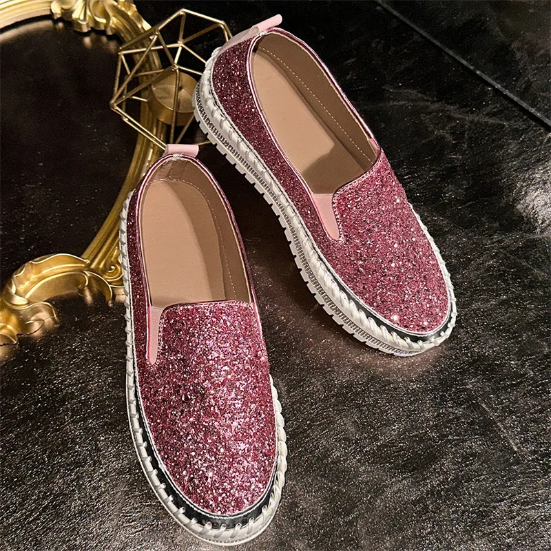 Hot Selling Pink Women's Loafers Bling Platform Designer Shoes Woman Large Size 44 Sewing Slip-On Ladies Shoes zapatos de mujer
Hot Selling Pink Women's Loafers Bling Platform Designer Shoes Woman Large Size 44 Sewing Slip-On Ladies Shoes zapatos de mujer