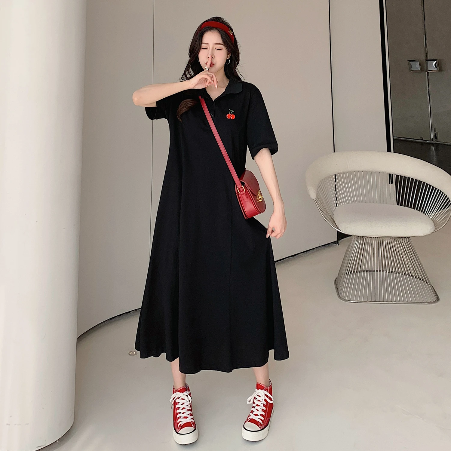 plus Size Women's Embroidered Cherry T-Shirt Dress Summer 2024 Loose Fit Short Sleeve Dress for Plump Women
plus Size Women's Embroidered Cherry T-Shirt Dress Summer 2024 Loose Fit Short Sleeve Dress for Plump Women