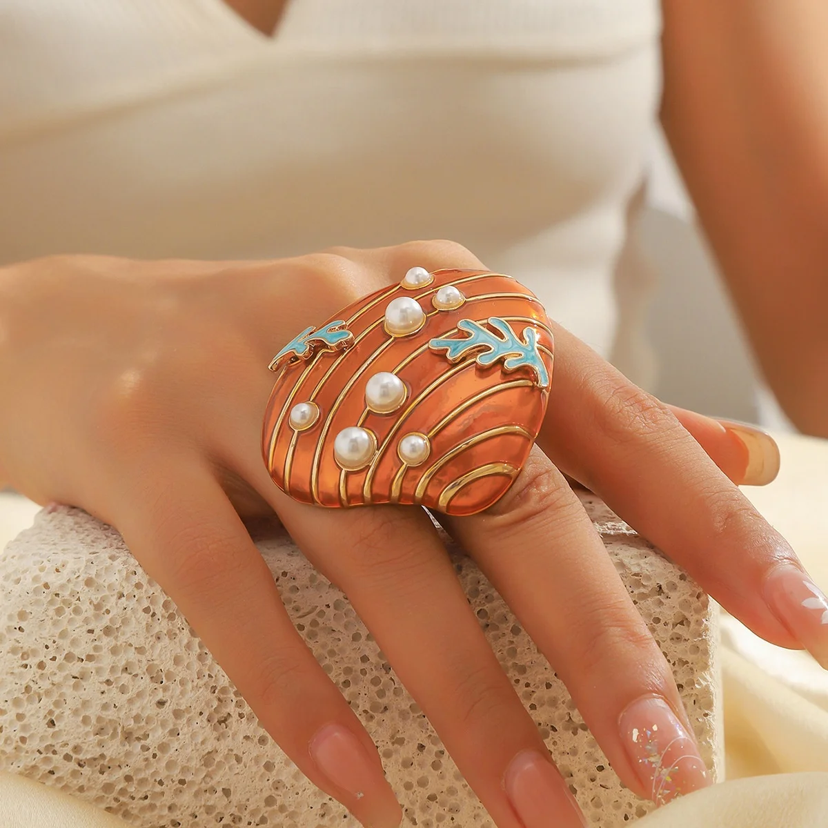 Exaggerated Design Personali Cute Geometric Pearl ell Ring Faionable Trendy Aosphere Ocean Sle Jewelry Accory
Exaggerated Design Personali Cute Geometric Pearl ell Ring Faionable Trendy Aosphere Ocean Sle Jewelry Accory