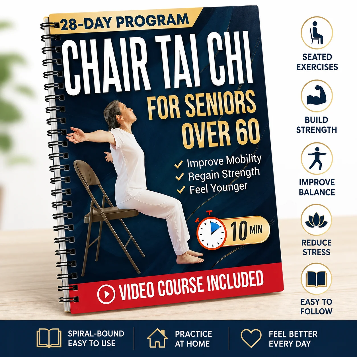 Chair Tai Chi for Seniors Over 60 – Seated Exercise Book for Balance Flexibility Mobility Relaxation Home Fitness Guide
Chair Tai Chi for Seniors Over 60 – Seated Exercise Book for Balance Flexibility Mobility Relaxation Home Fitness Guide