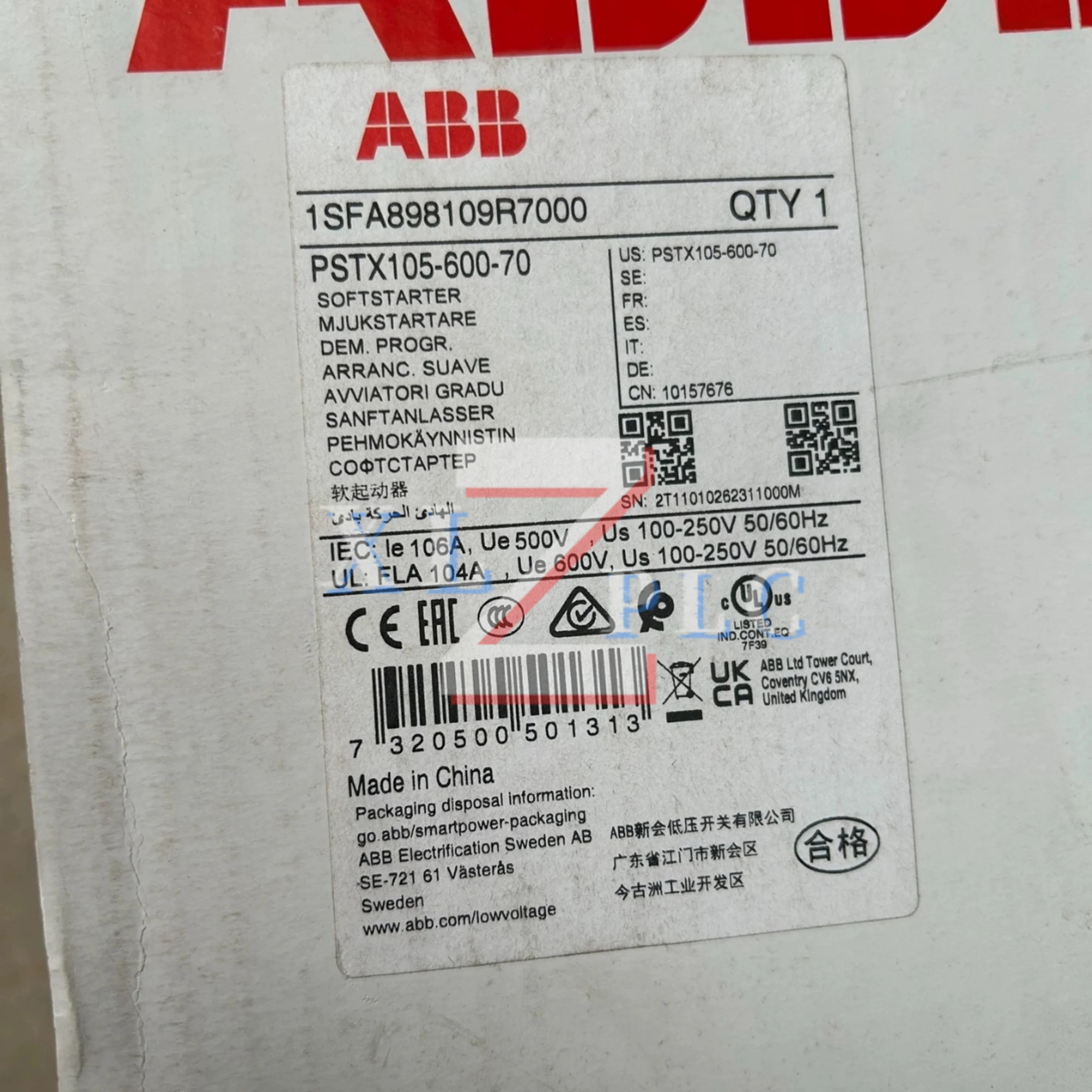 PSTX105-600-70 PSTX72-600-70 PSTX85-600-70 100%NEW soft starter
PSTX105-600-70 PSTX72-600-70 PSTX85-600-70 100%NEW soft starter