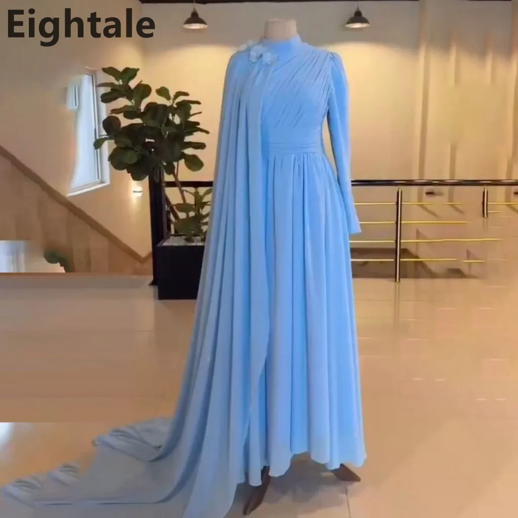 Eightale 2025 Sky Blue Evening Dress High Neck Long Sleeve Saudi Arabic A Line Prom Party Dress Women Formal Gowns Customized
Eightale 2025 Sky Blue Evening Dress High Neck Long Sleeve Saudi Arabic A Line Prom Party Dress Women Formal Gowns Customized