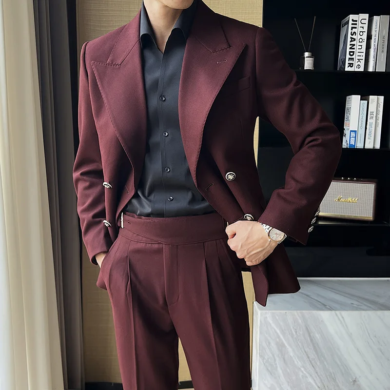 Solid 2 Pieces Men Suits Set Fashion New Men's Formal Business/Wedding Groom Suits Double Breasted Male Clothing Mariage
Solid 2 Pieces Men Suits Set Fashion New Men's Formal Business/Wedding Groom Suits Double Breasted Male Clothing Mariage