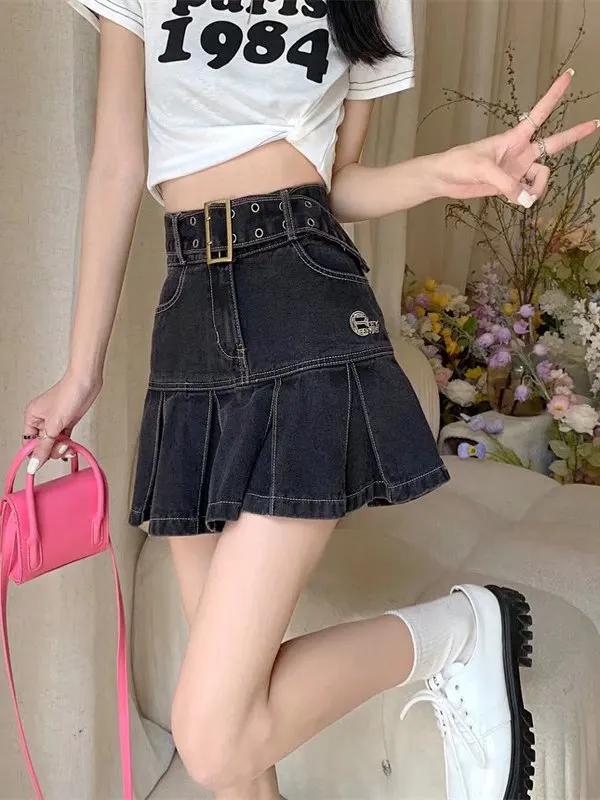 High Waist A-Line Skirt Women's Summer plus Size Design Sense Slimming Denim Pleated Skirts Korean Sle ort Skirts
High Waist A-Line Skirt Women's Summer plus Size Design Sense Slimming Denim Pleated Skirts Korean Sle ort Skirts