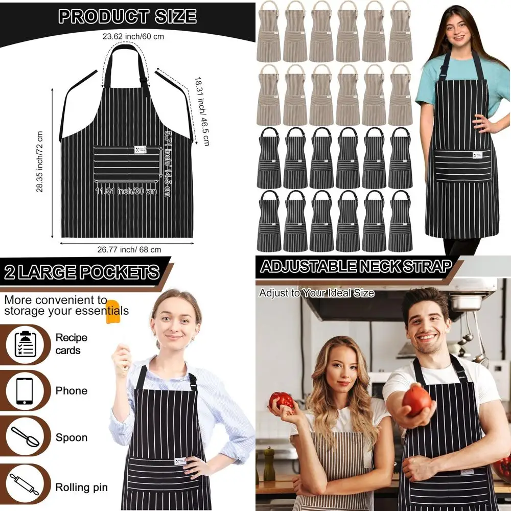 Набор из 24 льняных кухонных фартуков унисекс с регулируемыми ремнями и карманами
Набор из 24 льняных кухонных фартуков унисекс с регулируемыми ремнями и карманами