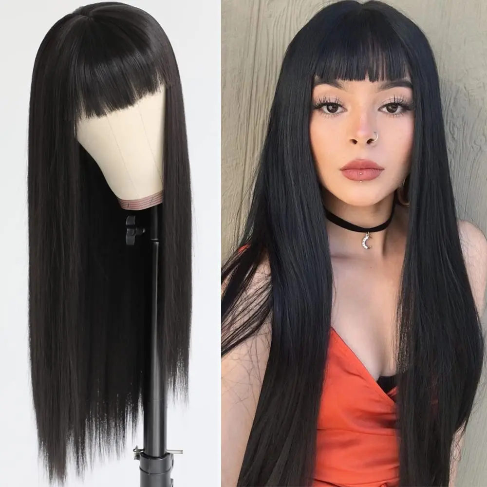 Black Color Synthetic Hair Wigs with Full Bangs Long Straight Natural Soft Hair Heat Resistant No Lace Wigs for Women 26 inch
Black Color Synthetic Hair Wigs with Full Bangs Long Straight Natural Soft Hair Heat Resistant No Lace Wigs for Women 26 inch