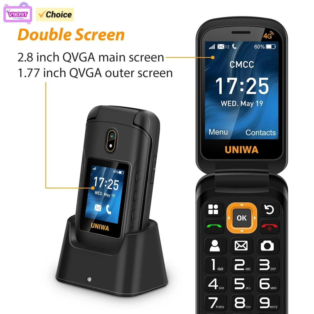 Сотовый телефон-раскладушка UNIWA V909T с двумя экранами 2,8 дюйма, 4G, большими кнопками, новый, с FM-радио
Сотовый телефон-раскладушка UNIWA V909T с двумя экранами 2,8 дюйма, 4G, большими кнопками, новый, с FM-радио
