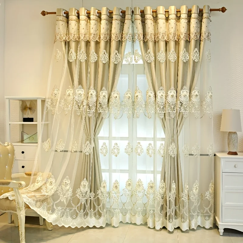 European Embroidery Full Blackout Bedroom Curtains New Floor to Ceiling Double-layer Atmospheric Embroidery Yarn Finished Product Living Room
European Embroidery Full Blackout Bedroom Curtains New Floor to Ceiling Double-layer Atmospheric Embroidery Yarn Finished Product Living Room