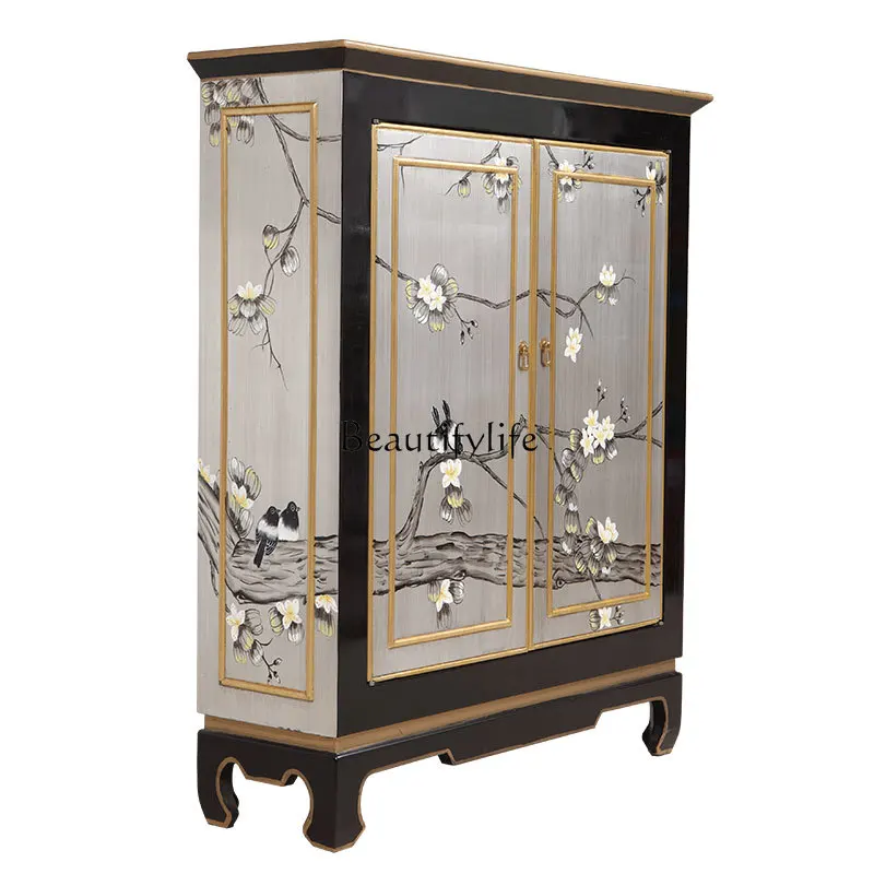 New Chinese-style ultra-thin double-door shoe rack cabinet enters the door foyer decorative storage storage side cabinet
New Chinese-style ultra-thin double-door shoe rack cabinet enters the door foyer decorative storage storage side cabinet