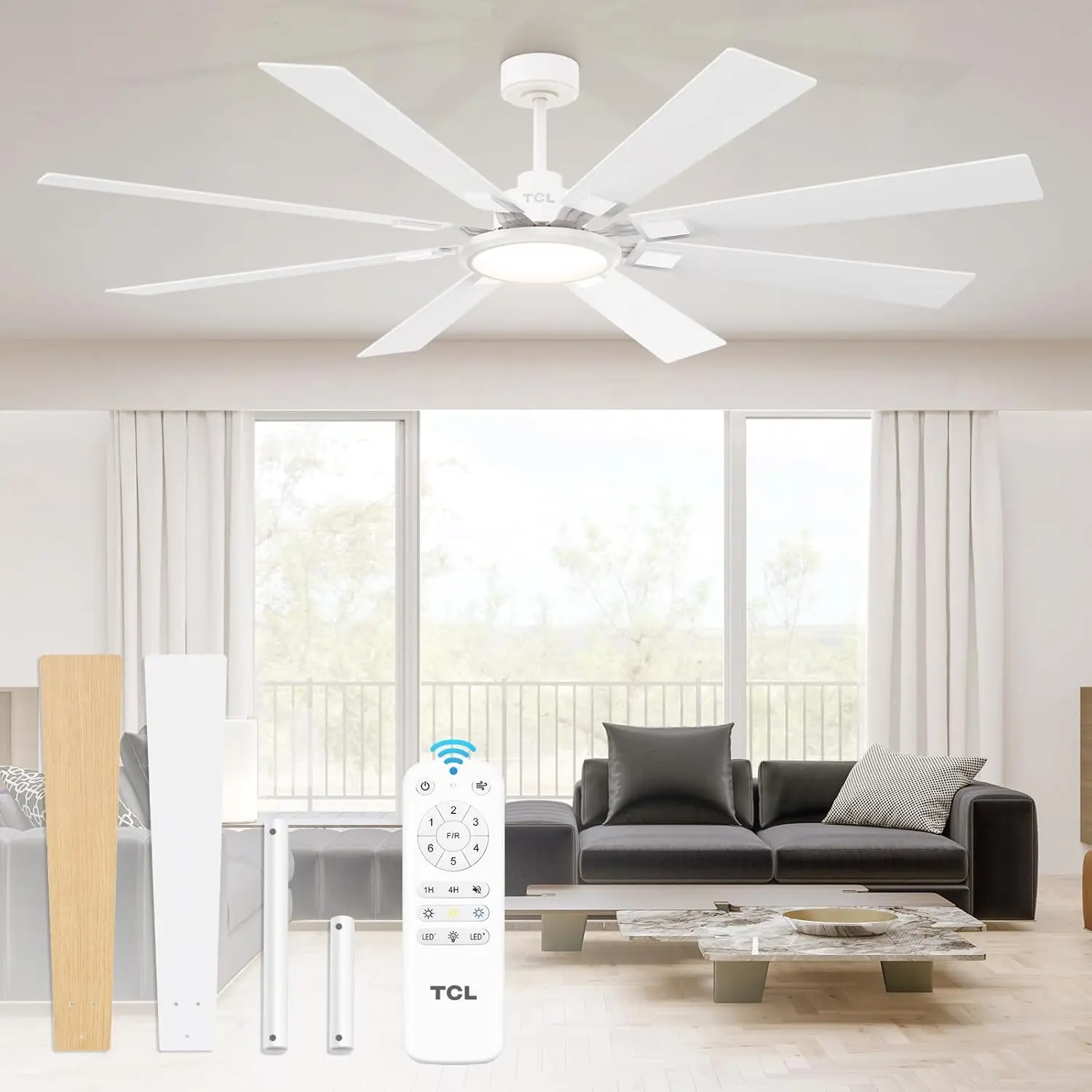 72-Inch Smart Ceiling Fan with Remote and Dimmable LED Light - 8 Blades, Quiet DC Motor, 6 Speeds, Reversible, Modern Design for Bedroom, Gazebo, Patio, Garage, Dorm, Summer and Winter
72-Inch Smart Ceiling Fan with Remote and Dimmable LED Light - 8 Blades, Quiet DC Motor, 6 Speeds, Reversible, Modern Design for Bedroom, Gazebo, Patio, Garage, Dorm, Summer and Winter