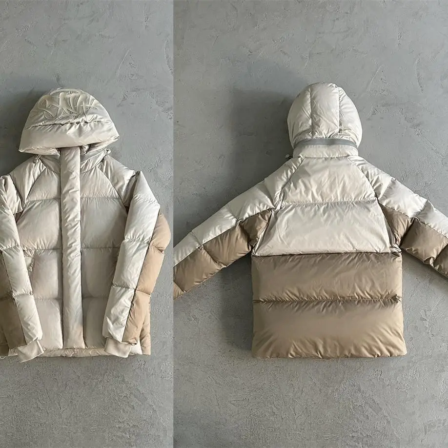 High Quali Thiened Warmth Hooded down Jaet Khaki And White Color Blo Men Women Sle Street Faion Long Sve Zipper
High Quali Thiened Warmth Hooded down Jaet Khaki And White Color Blo Men Women Sle Street Faion Long Sve Zipper