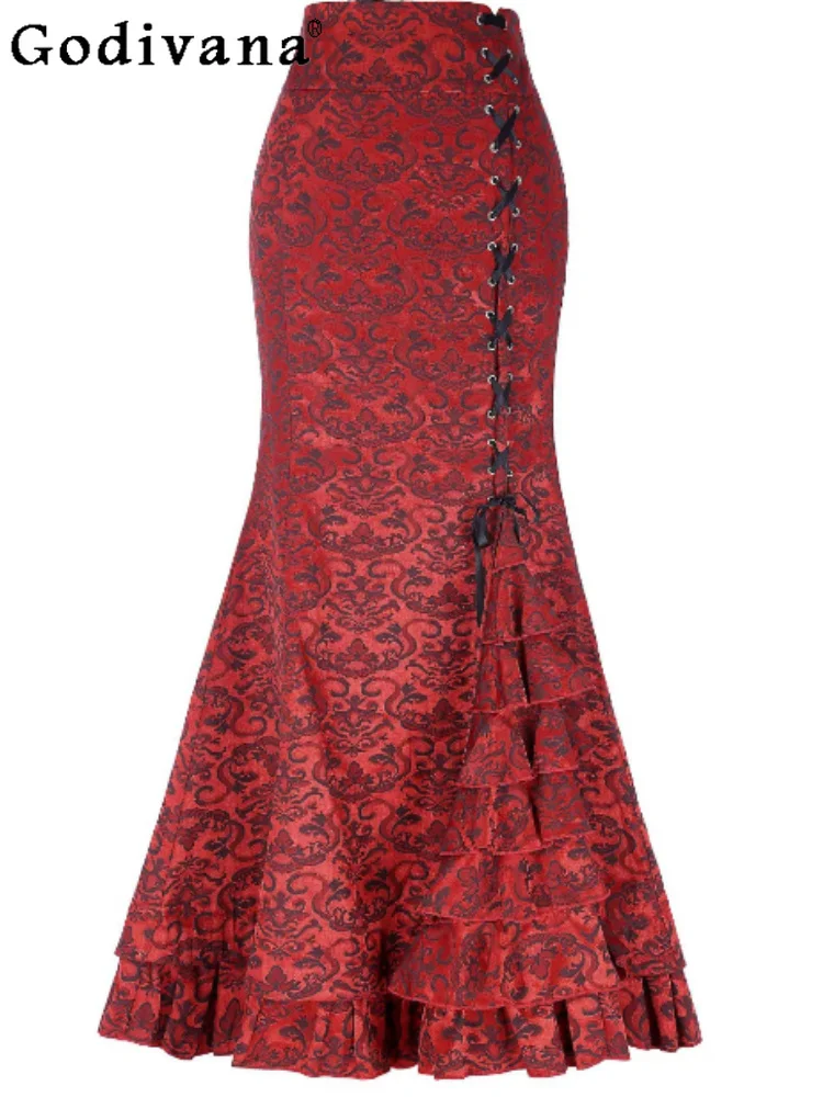 European American Street Fashion Sexy Fishtail Jacquard Long Skirt Girl High Waist A-line Versatile Personality Irregular Skirts
European American Street Fashion Sexy Fishtail Jacquard Long Skirt Girl High Waist A-line Versatile Personality Irregular Skirts