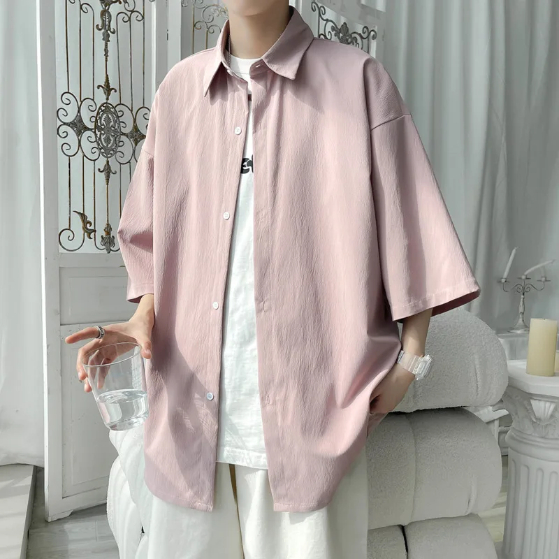 Summer Short Sleeved Shirt Men Oversized Fashion Casual White Shirt Men Korean Loose Ice Silk Shirt Mens Formal Dress Shirts
Summer Short Sleeved Shirt Men Oversized Fashion Casual White Shirt Men Korean Loose Ice Silk Shirt Mens Formal Dress Shirts