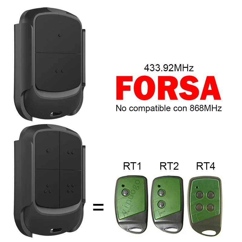 FORSA 433MHz Remotr Control Clone For FORSA RT1 RT2 RT4 Garage Door Remote Control Command Gate Opener Fence Switch Controller
FORSA 433MHz Remotr Control Clone For FORSA RT1 RT2 RT4 Garage Door Remote Control Command Gate Opener Fence Switch Controller