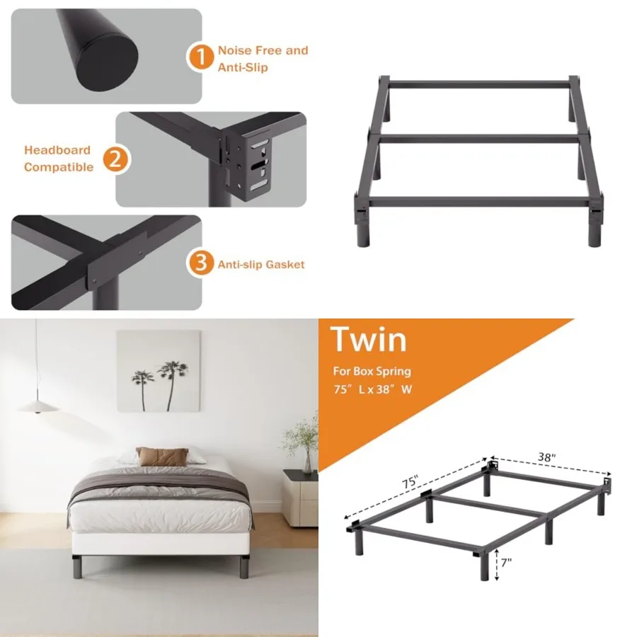 Metal Bed Frames, Hith Bed Base Support for Box Spring and Mattress Foundation, Heavy Duty Basics Bed Frame, Noise Free, Easy A
Metal Bed Frames, Hith Bed Base Support for Box Spring and Mattress Foundation, Heavy Duty Basics Bed Frame, Noise Free, Easy A