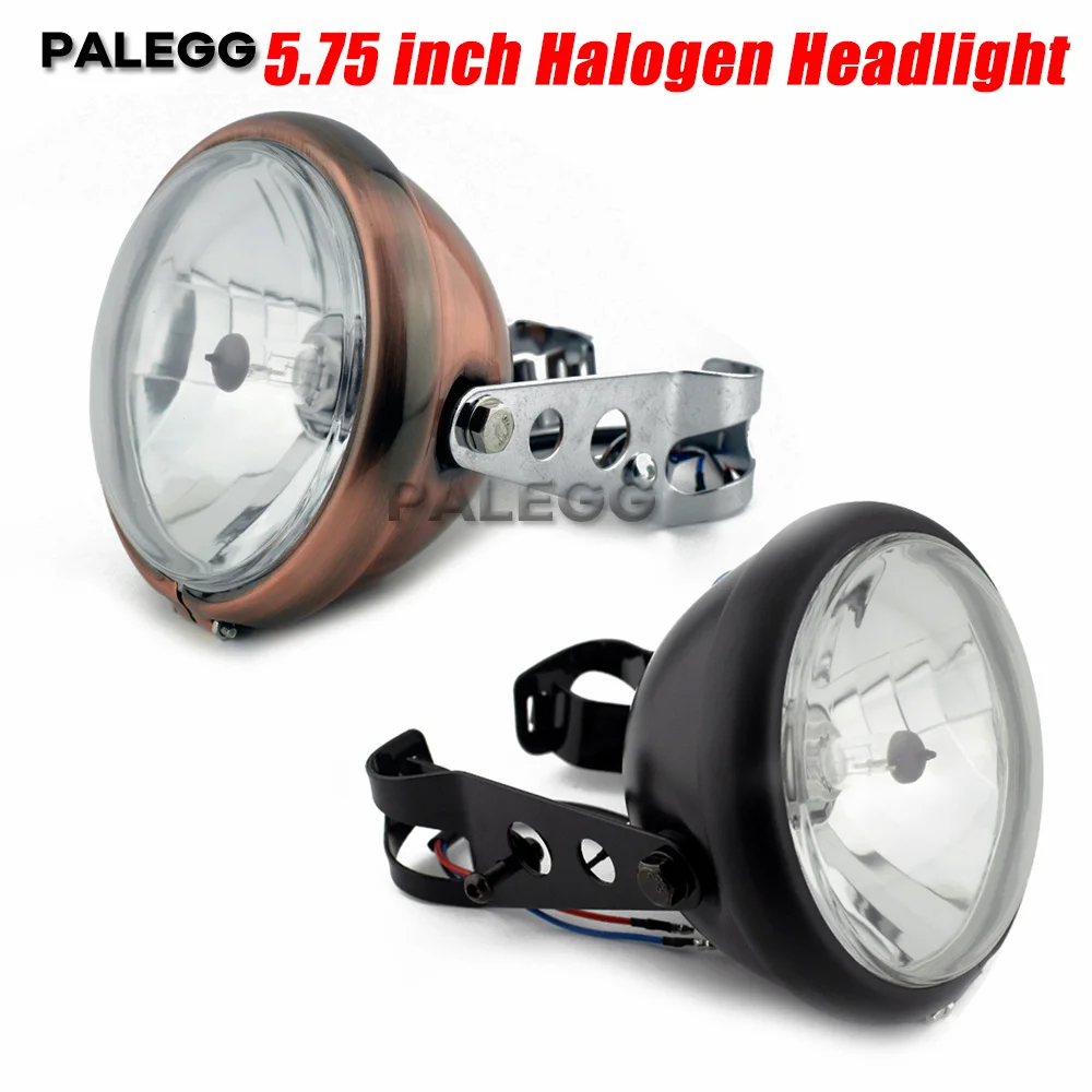 Side Mount Vintage Headlight 5.75" with Fork Bracket Steel Housing, Glass Lens, H4 Hi/Lo Halogen for Harley Cafe Racer Chopper
Side Mount Vintage Headlight 5.75" with Fork Bracket Steel Housing, Glass Lens, H4 Hi/Lo Halogen for Harley Cafe Racer Chopper