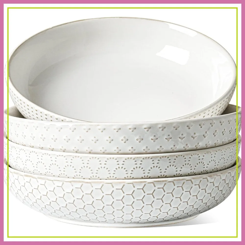 Large Pasta Bowls 42oz, Ceramic Salad Bowl Set of 4, 9 Inch Serving Plates for Fruits, Noodles, Dinner, Arctic White
Large Pasta Bowls 42oz, Ceramic Salad Bowl Set of 4, 9 Inch Serving Plates for Fruits, Noodles, Dinner, Arctic White