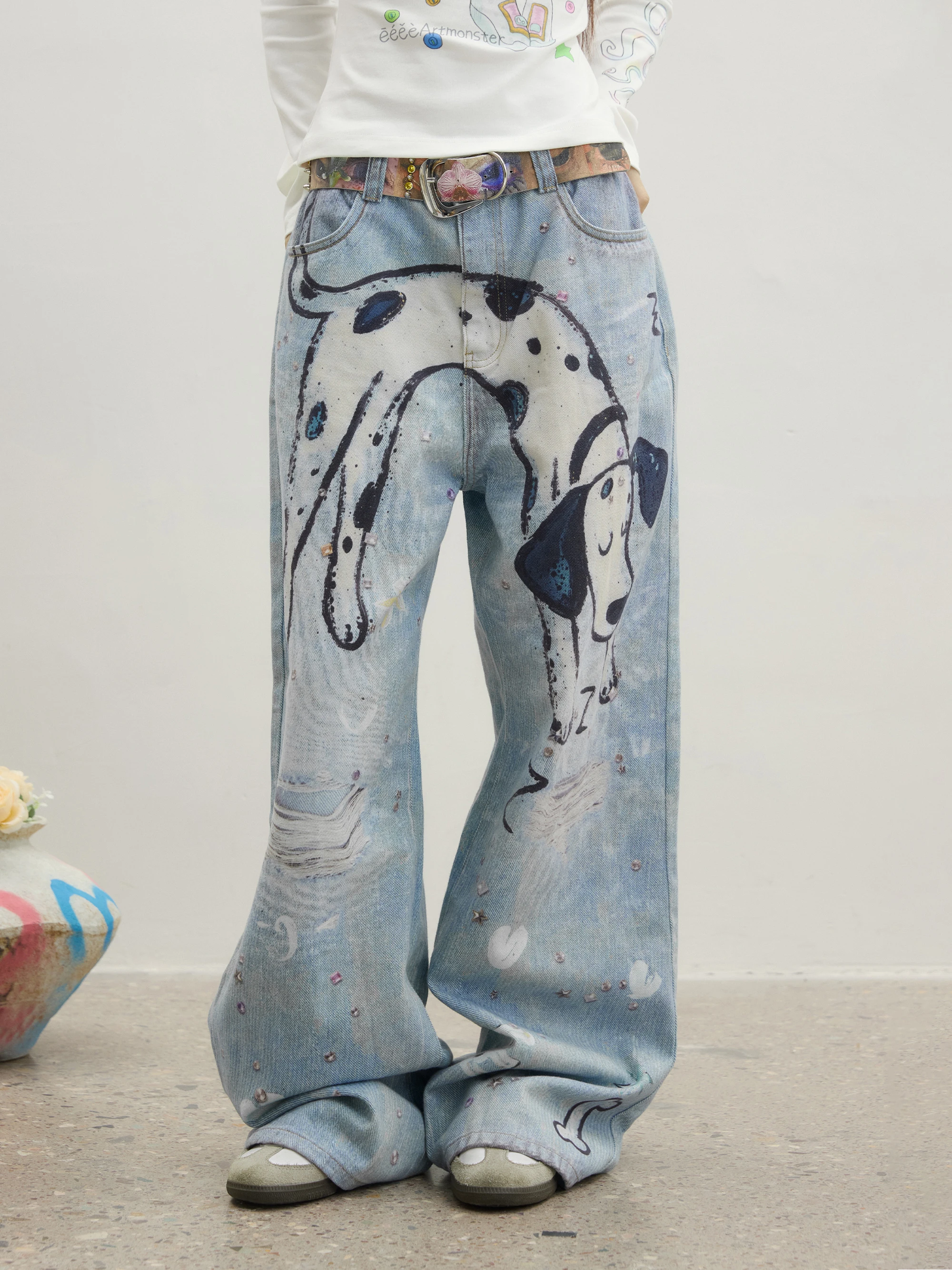 Hand-Painted Spot Dog Denim Jeans Diamond Print Straight Leg Pants Trendy Design Youth Cotton Breathable Casual Trousers
Hand-Painted Spot Dog Denim Jeans Diamond Print Straight Leg Pants Trendy Design Youth Cotton Breathable Casual Trousers