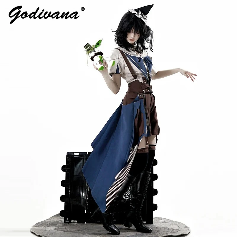 Retro Court Style Subculture Prince Clothes Set Cos Sweet Cool Short-sleeved Shirt Suspender Strap Shorts Gothic Outfits
Retro Court Style Subculture Prince Clothes Set Cos Sweet Cool Short-sleeved Shirt Suspender Strap Shorts Gothic Outfits