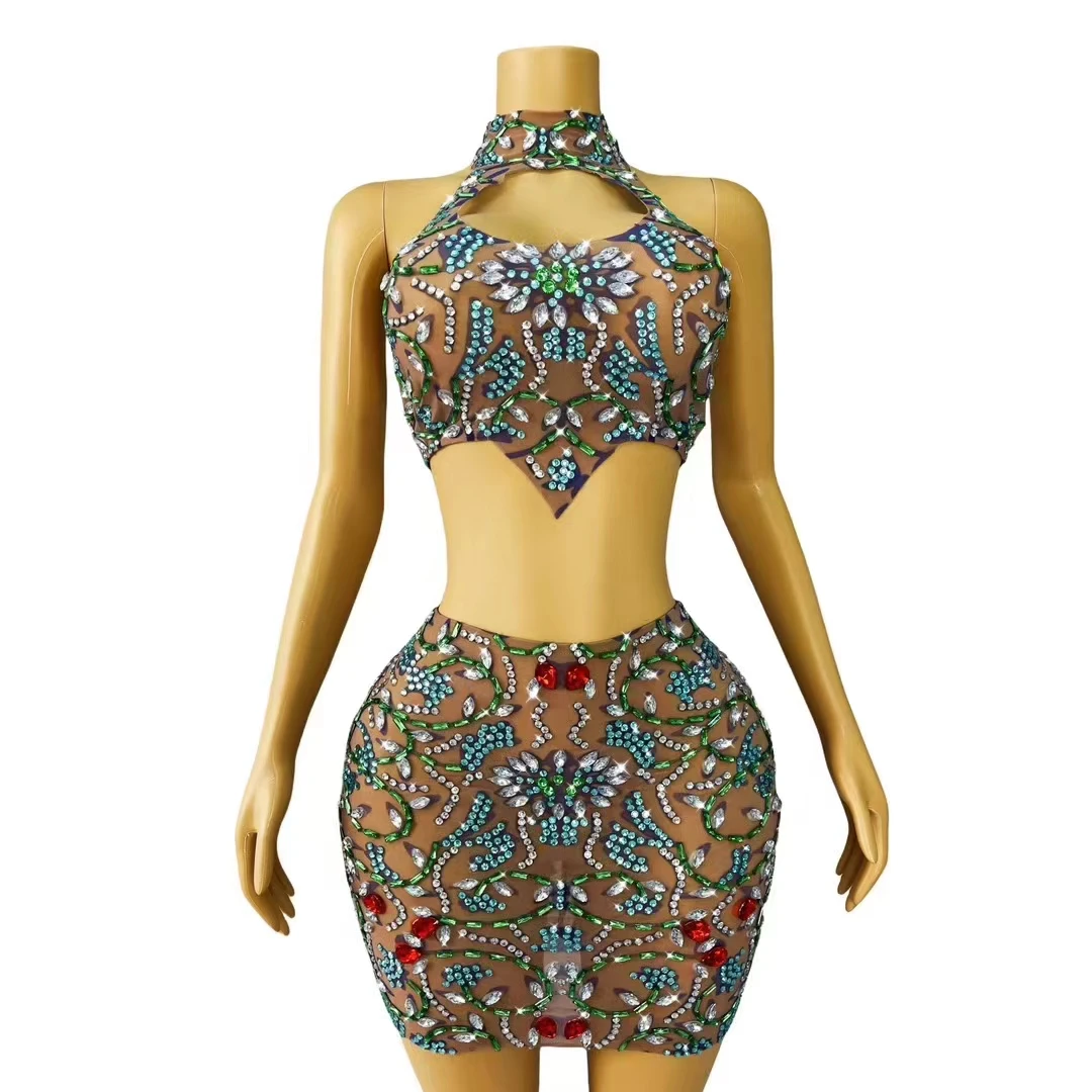 Sexy Bar Nightclub Stage Wear Women Crystal Crop Tops Mini Skirt Dance Outfit Transparent Party Club Singer Performance Costume
Sexy Bar Nightclub Stage Wear Women Crystal Crop Tops Mini Skirt Dance Outfit Transparent Party Club Singer Performance Costume