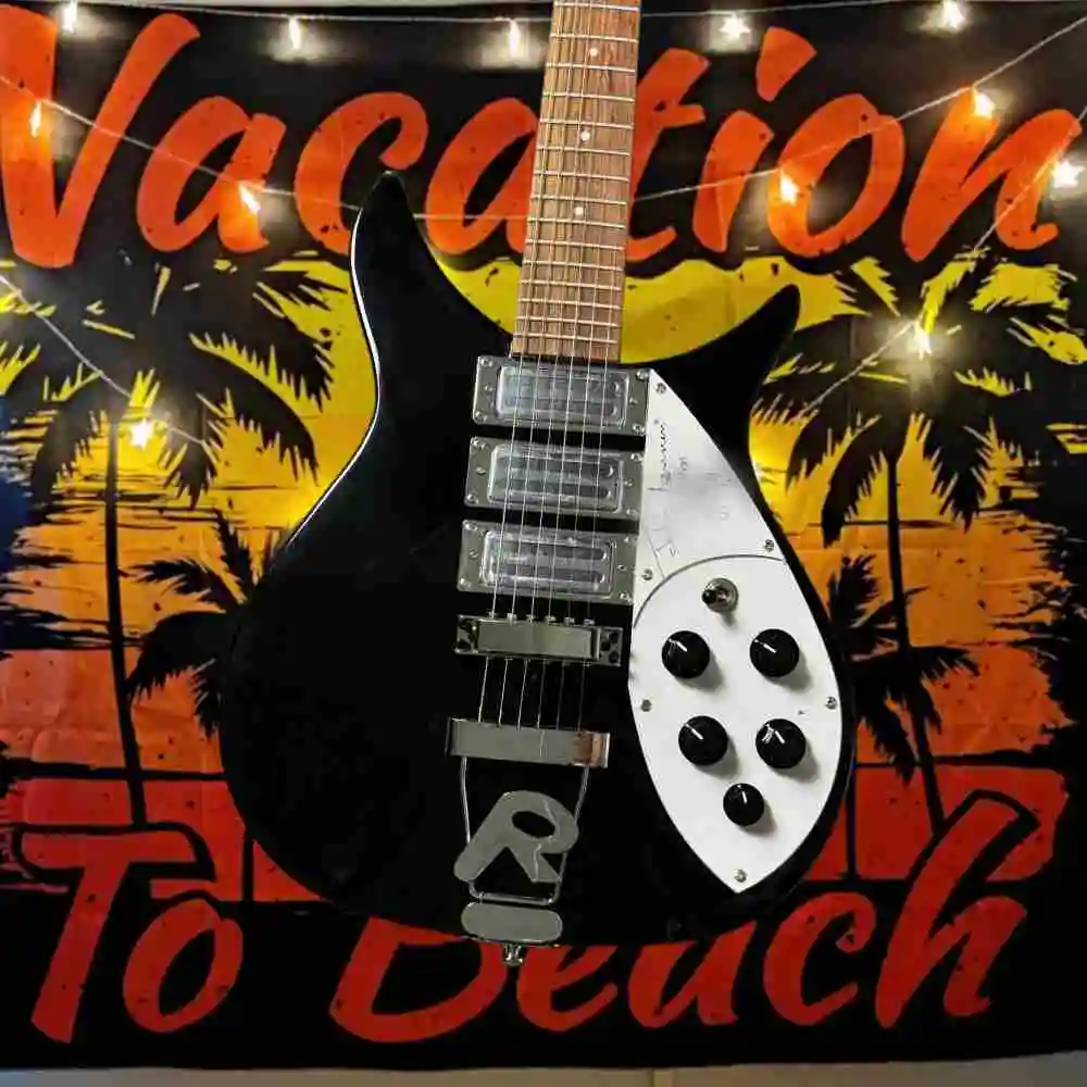 Electric Guitar Bright Black 330 21 Tone HHH Pickup Rosewood Fingerboard Peach Heart Woodstock Body British Rock Iconic Vibrato
Electric Guitar Bright Black 330 21 Tone HHH Pickup Rosewood Fingerboard Peach Heart Woodstock Body British Rock Iconic Vibrato