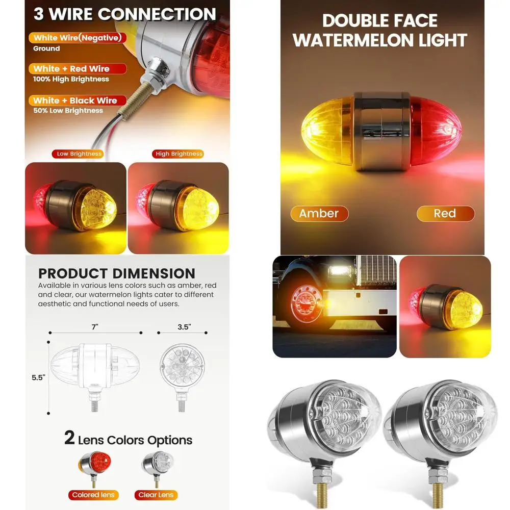 2 шт. Янтарный/красный двусторонний 34 светодиодные указатели поворота арбуза, полугрузочные хромированные вспомогательные водонепроницаемые светодиодные фонари с двойной революцией
2 шт. Янтарный/красный двусторонний 34 светодиодные указатели поворота арбуза, полугрузочные хромированные вспомогательные водонепроницаемые светодиодные фонари с двойной революцией