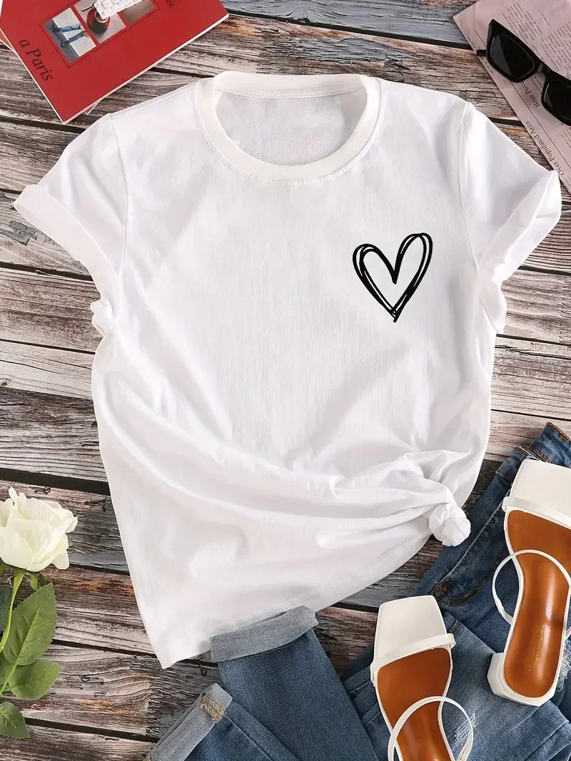 Heart Print T-ShirtCrew Neck Short Sleeve T-ShirtCasual Every Day TopsWomen's Clothing
Heart Print T-ShirtCrew Neck Short Sleeve T-ShirtCasual Every Day TopsWomen's Clothing