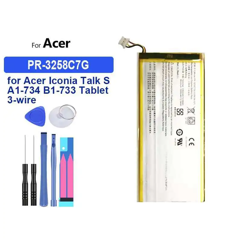 Аккумулятор для планшета с быстрой зарядкой для Acer Iconia Talk S A1-734 B1-733, 3-проводной, 3380 мАч, PR-3258C7G
Аккумулятор для планшета с быстрой зарядкой для Acer Iconia Talk S A1-734 B1-733, 3-проводной, 3380 мАч, PR-3258C7G