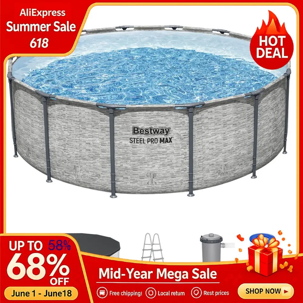 Steel Pro MAX 14 x 48 Above Ground Pool, Round Metal Frame Outdoor Swimming Pool Set with Filter Pump, Ladder, and Cover, Gray
Steel Pro MAX 14 x 48 Above Ground Pool, Round Metal Frame Outdoor Swimming Pool Set with Filter Pump, Ladder, and Cover, Gray