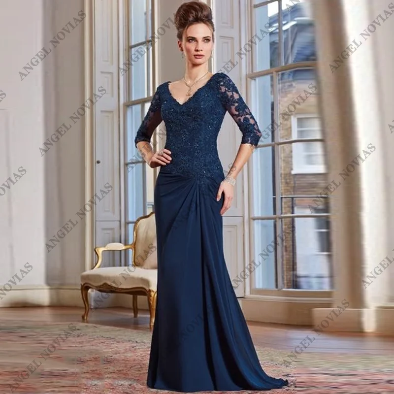 Customized Long Mermaid Navy Blue Mother of The Bride Dresses for Women Evening Dress Vestido Para Madre De La Novia 2024
Customized Long Mermaid Navy Blue Mother of The Bride Dresses for Women Evening Dress Vestido Para Madre De La Novia 2024
