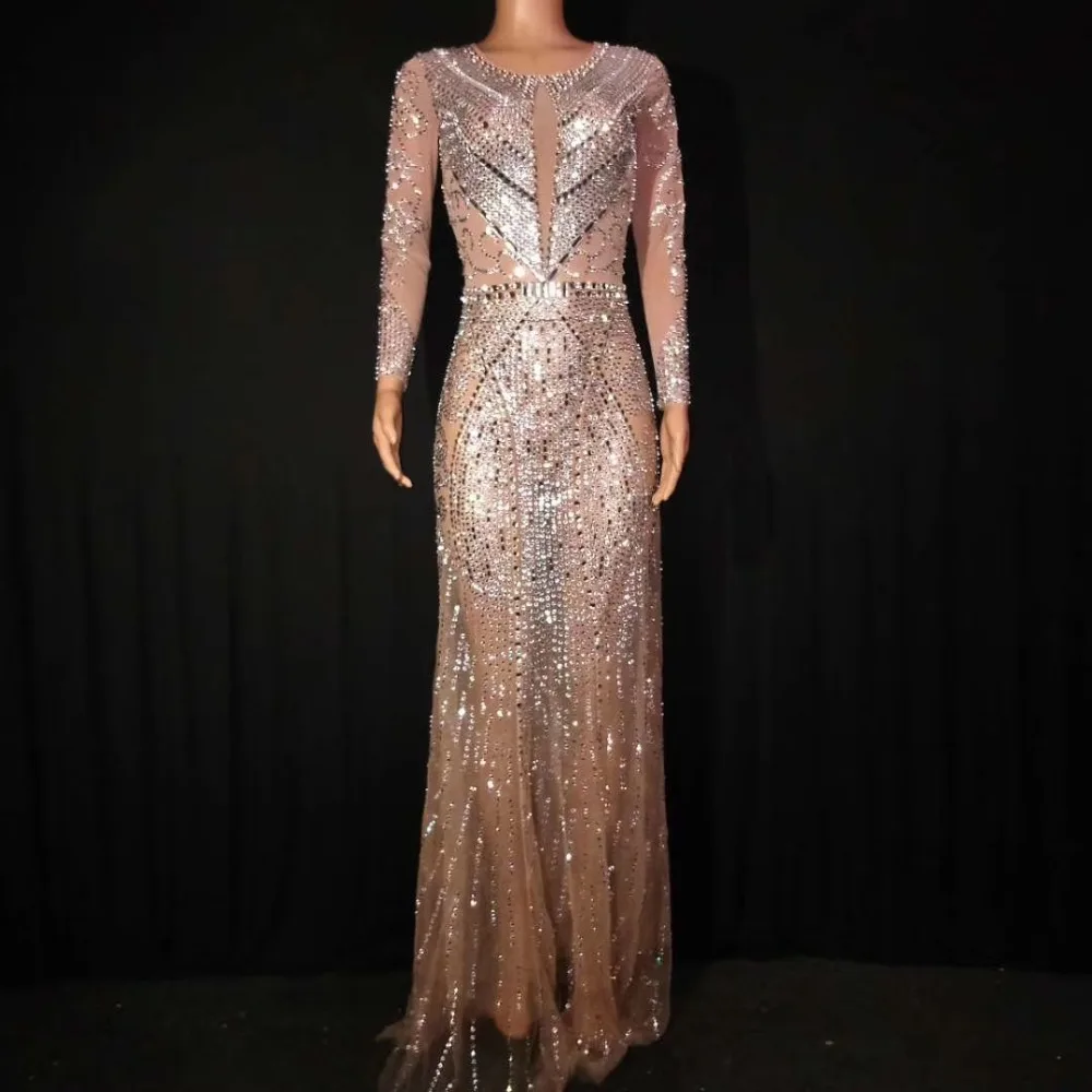 Crystal Dress Singer Floor Length Mesh Stage Dress Sexy See Through Rhinestone Evening Long Dress Women Party Prom Perspective
Crystal Dress Singer Floor Length Mesh Stage Dress Sexy See Through Rhinestone Evening Long Dress Women Party Prom Perspective