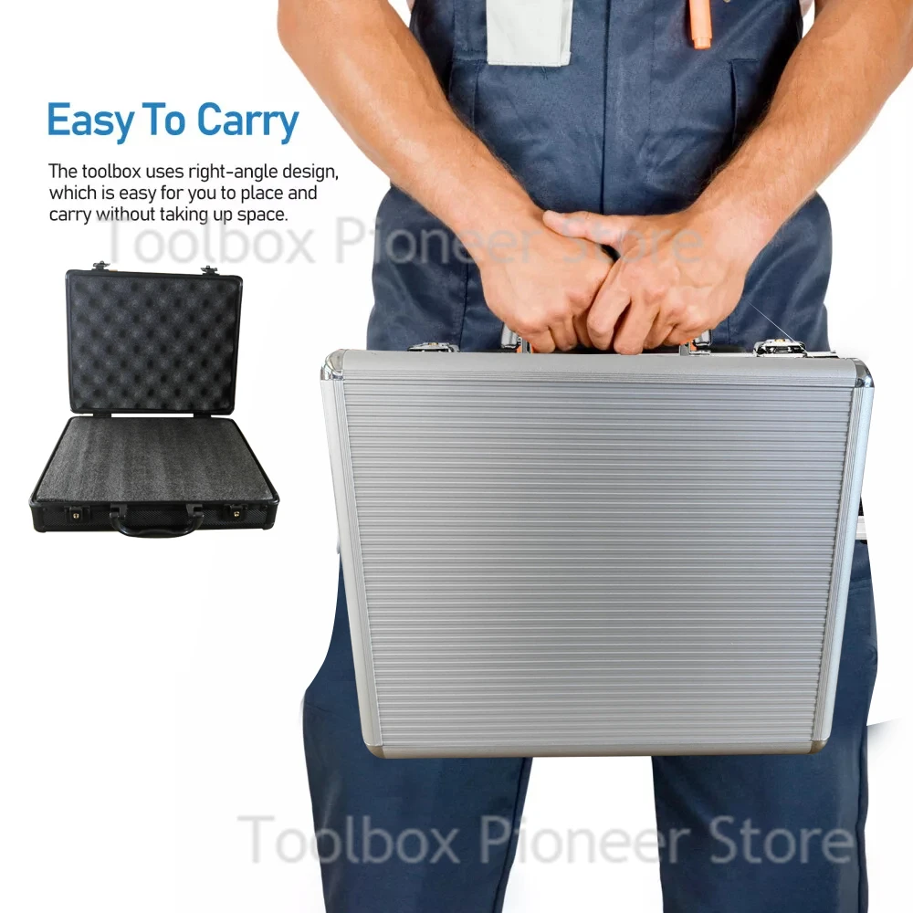 Heavy Duty Lockable Aluminum Tool Box, 23x15x13cm Portable Safety Storage Case with Sponge for Valuables
Heavy Duty Lockable Aluminum Tool Box, 23x15x13cm Portable Safety Storage Case with Sponge for Valuables