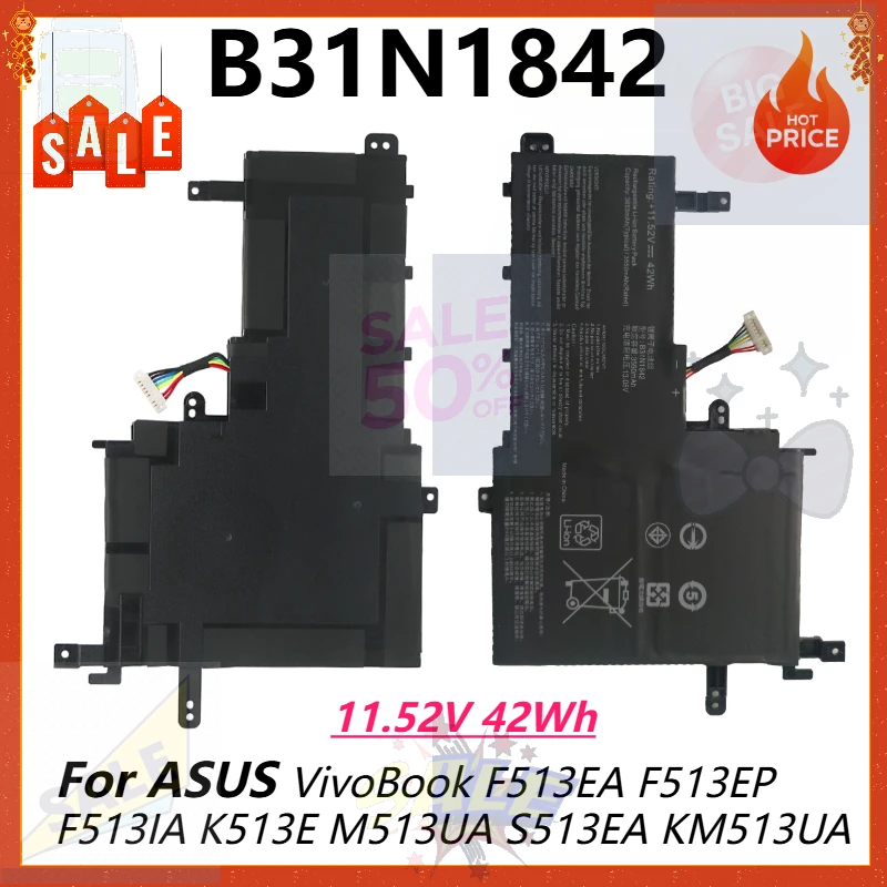 B31N1842 Laptop Battery for ASUS VivoBook 15 F513EA F513EP F513IA K513E KM513UA M513IA S513EA S531F X513EA S533UA X531FL X531FA
B31N1842 Laptop Battery for ASUS VivoBook 15 F513EA F513EP F513IA K513E KM513UA M513IA S513EA S531F X513EA S533UA X531FL X531FA