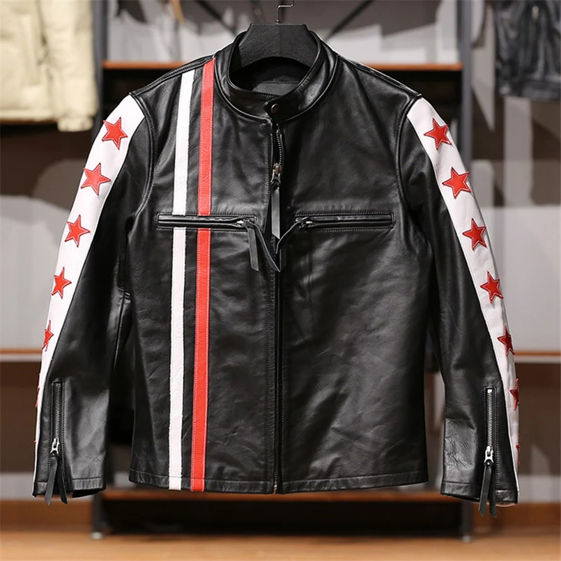 DHL Free Shipping,Men's Knight J100 Genuine Leather Jacket Stand Collar Red Stripe Five Star Dutch Cowhide Spring Autumn Coat
DHL Free Shipping,Men's Knight J100 Genuine Leather Jacket Stand Collar Red Stripe Five Star Dutch Cowhide Spring Autumn Coat
