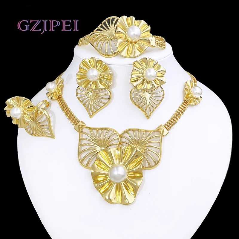 GZJPEI African Big Flower Jewelry Set Fashion Elegant Necklace Bracelet Earring Ring For Women Wedding Banquet Jewellery Gifts
GZJPEI African Big Flower Jewelry Set Fashion Elegant Necklace Bracelet Earring Ring For Women Wedding Banquet Jewellery Gifts
