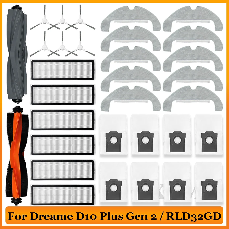 For Dreame D10 Plus Gen 2 / RLD32GD Robot Vacuum Spare Parts Main Side Brush Dust Bag Mop Cloth Hepa Filter Accessories
For Dreame D10 Plus Gen 2 / RLD32GD Robot Vacuum Spare Parts Main Side Brush Dust Bag Mop Cloth Hepa Filter Accessories