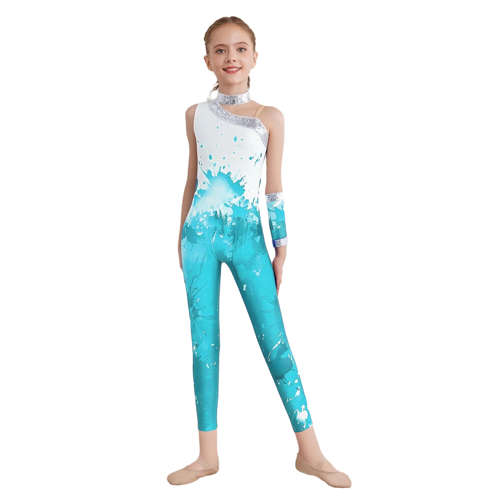 Kids Girls Figure Skating Gymnastics Dance Jumpsuit Sleeveless Asymmetrical Sequins Printed Full Length Leotard Bodysuit+Glove
Kids Girls Figure Skating Gymnastics Dance Jumpsuit Sleeveless Asymmetrical Sequins Printed Full Length Leotard Bodysuit+Glove