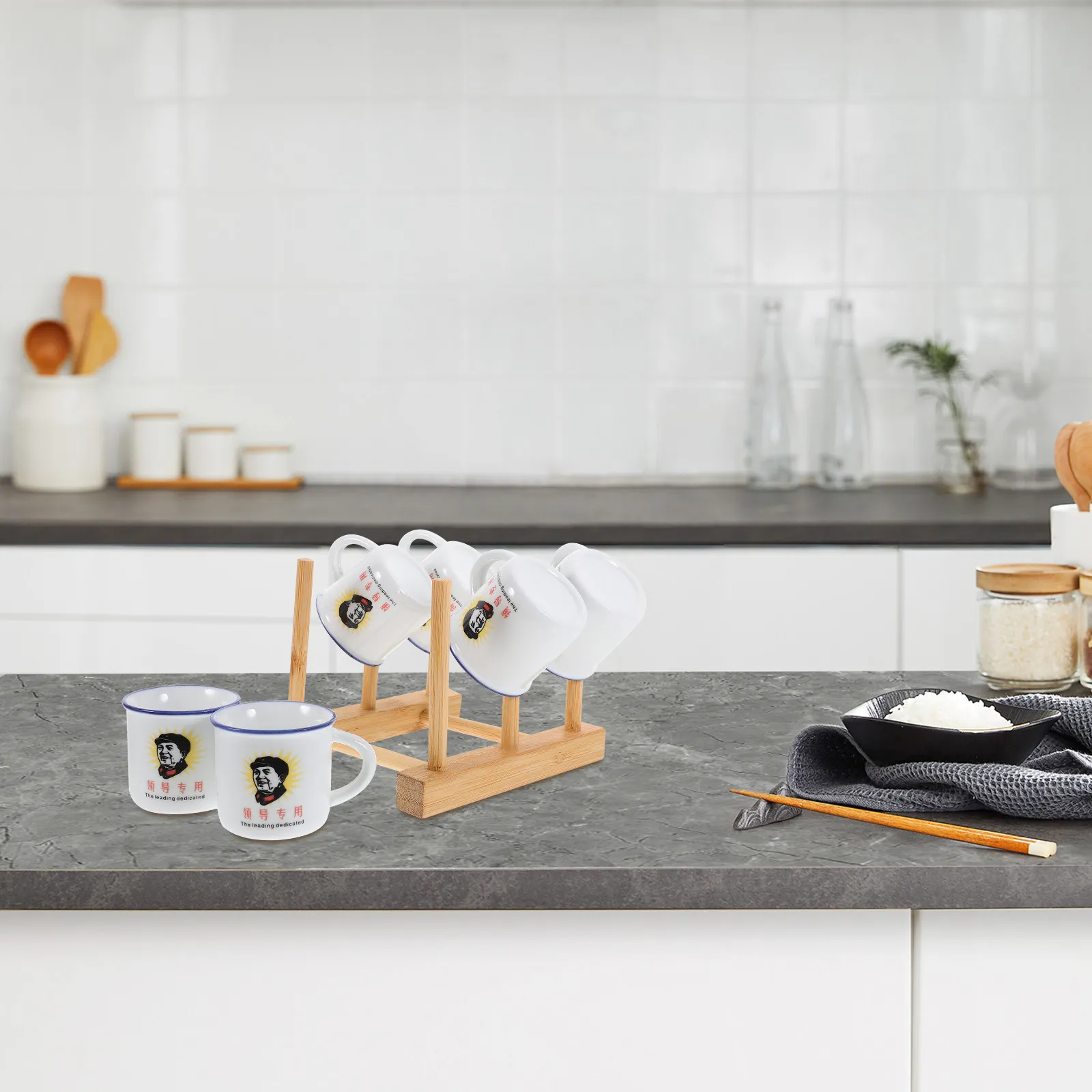 1Set Classical Tea Cup Set Ceramic with Rack Safe Smooth Surface Multifunction Gift Tea Cups Teacup Teacups Teaware