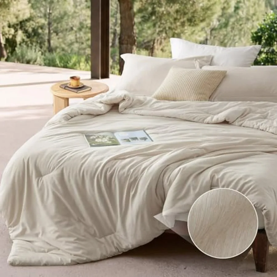Comforter Set - Beige Soft Bedding for All Seasons, Cationic Dyed Bed Set, 3 Pieces, 1 Size Comforter 90"x90" and 2 Pillow Sham
Comforter Set - Beige Soft Bedding for All Seasons, Cationic Dyed Bed Set, 3 Pieces, 1 Size Comforter 90"x90" and 2 Pillow Sham