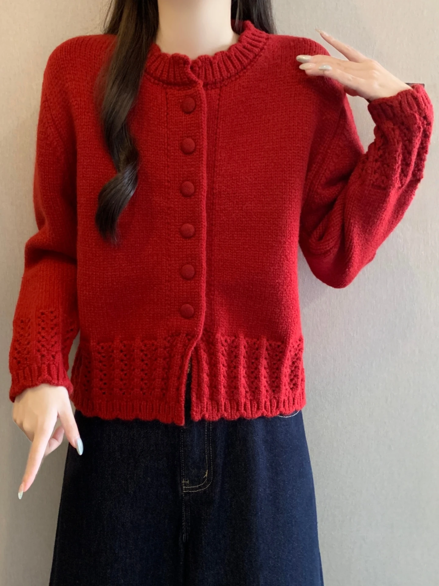 Red Short Knitted Sweater Coat Women's Spring Autumn New Style Large Size Fat MM Anti Aging Little Fragrance Knitted Open Car...
Red Short Knitted Sweater Coat Women's Spring Autumn New Style Large Size Fat MM Anti Aging Little Fragrance Knitted Open Car...